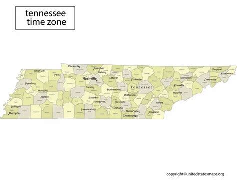 Tennessee Time Zone Map | Time Zone Map for Tennessee