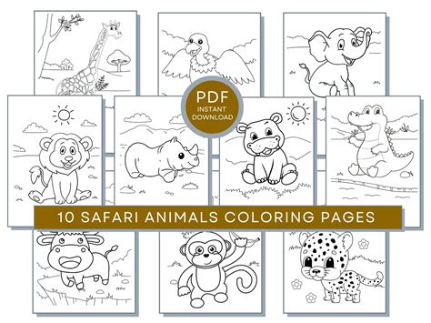 Safari Animals Coloring Pages, Safari Animals Printables, Safari ...