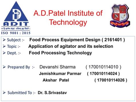 Application Of Agitator And Its Selection Ppt