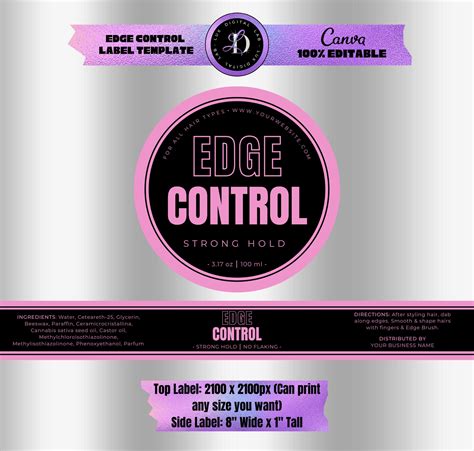 EDGE CONTROL Label Template - Etsy