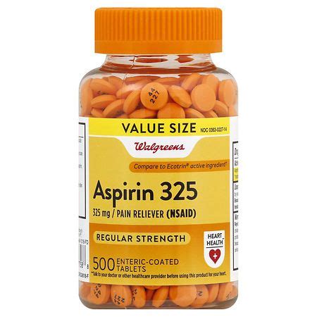 Walgreens Aspirin 325 Mg Enteric Coated Tablets Regular Strength