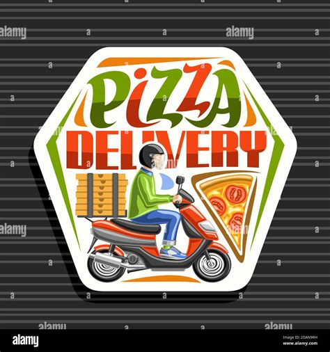 Logo Vector Pour Pizza Delivery Autocollant Blanc Avec Illustration Du