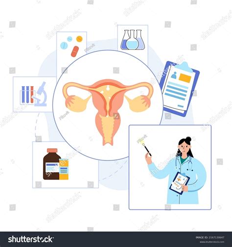 Uterine Polyps Removal Endometrial Disease Overgrowth Stock Vector