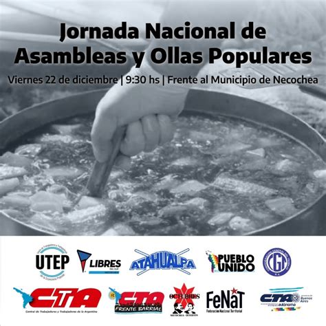 Jornada Nacional De Protesta Asambleas Y Ollas Populares En Necochea