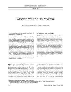 Fillable Online Vasectomy And Its Reversal Fax Email Print Pdffiller