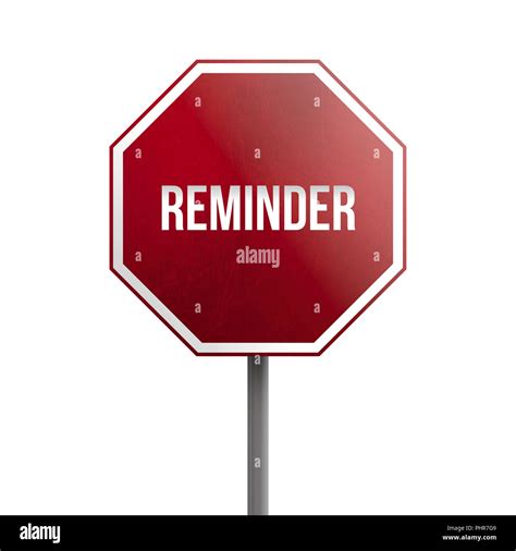 Reminder - red sign isolated on white background Stock Photo - Alamy