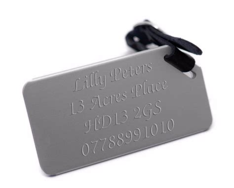 Silver Aluminium Luggage Label Personalised County Engraving