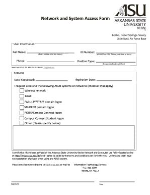 Fillable Online Asub Network And System Access Form Fax Email Print