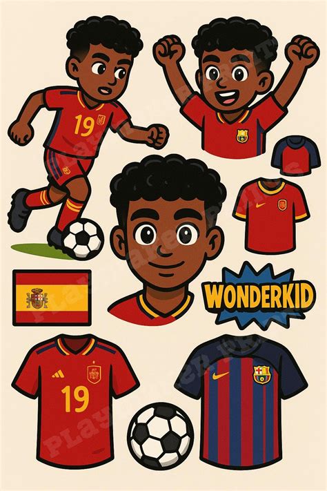 Lamine Yamal Clipart Bundle Pngs Bonus Blonde Hair Wonderkid