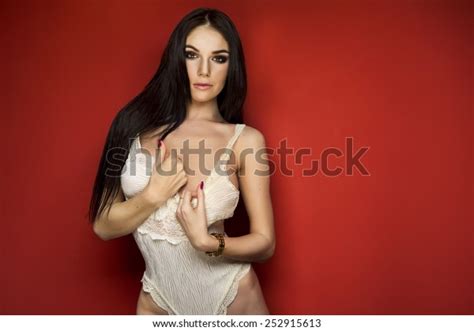 Beautiful Busty Brunette Sexy White White Stock Photo 252915613 Shutterstock