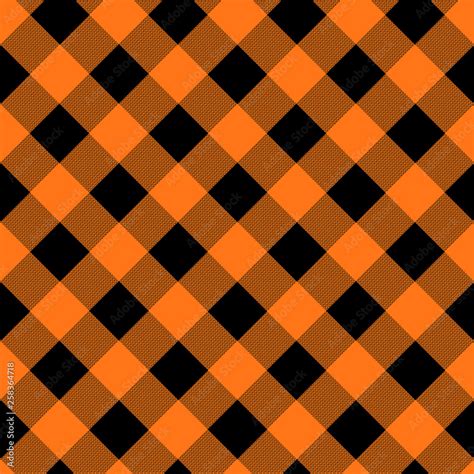 Orange And Black Houndstooth Tartan Seamless Vector Pattern Tile