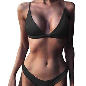 Amazon Women Sexy Push Up Padded Bra Beach Halter Bikini Set Two