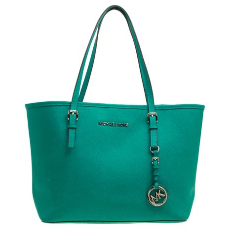 Michael Michael Kors Green Saffiano Leather Jetset Tote Michael Michael