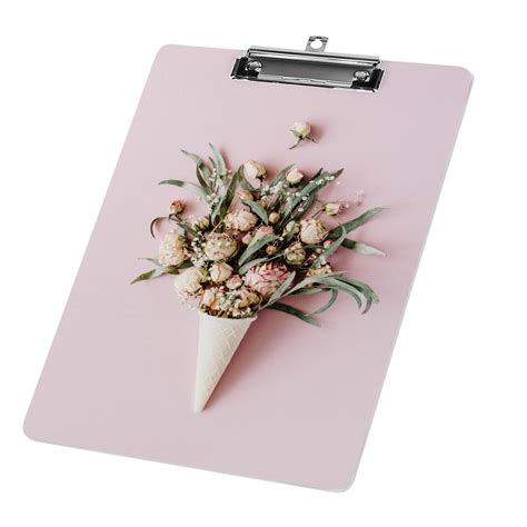 Hidove Acrylic Clipboard Roses Bouquet On Pink Background Standard A4