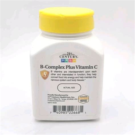 21st Century B Complex Plus Vitamin C 100 Tablets Energy Support