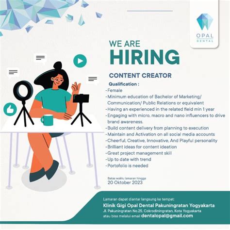 Lowongan Kerja Content Creator Di Klinik Gigi Opal Dental Lokerjogja Id