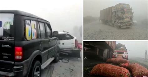 25 Vehicles Collide On Yamuna Nagar Highway In A Massive Pile Up Crash