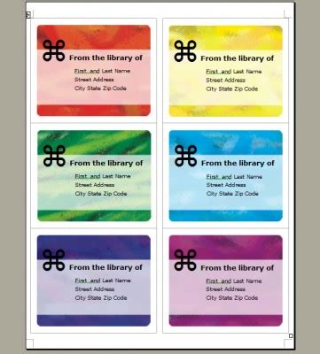 Bookplate Label Template Brushed Rainbow