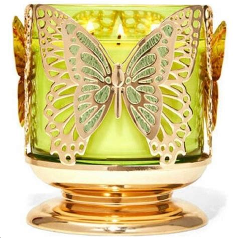 Bath and Body Works Gold Butterfly 3 wick Candle Holder | Candle
