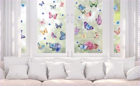 Amazon De Kairne St Ck Schmetterling Fensteraufkleber Blumen