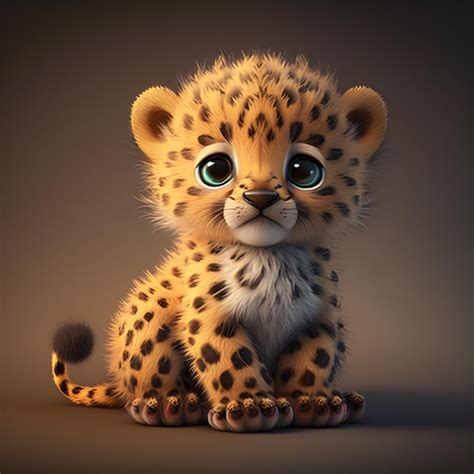 Premium Photo Super Cute Little Baby Leopard Rendered In The Style Of