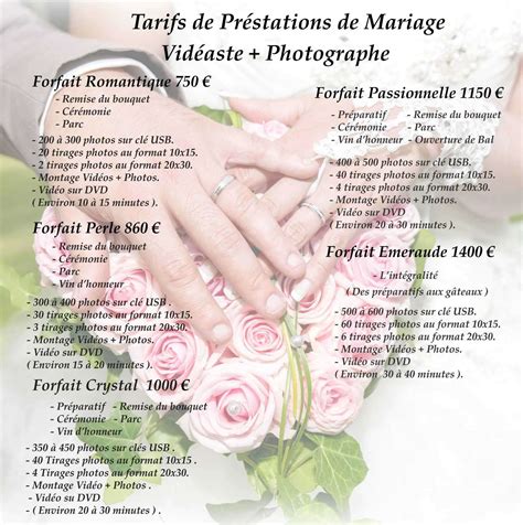 Tarifs vidéaste mariage Photographe Nord Pas De Calais