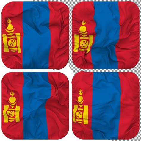 Premium PSD Mongolia Flag Squire Shape Isolated Different Waving