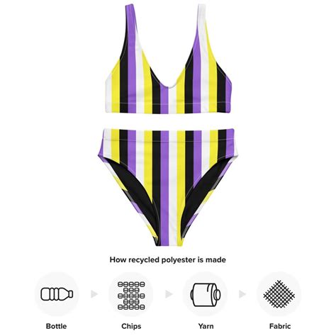 Nonbinary Pride Flag Recycled High Waisted Bikini ENBY Etsy
