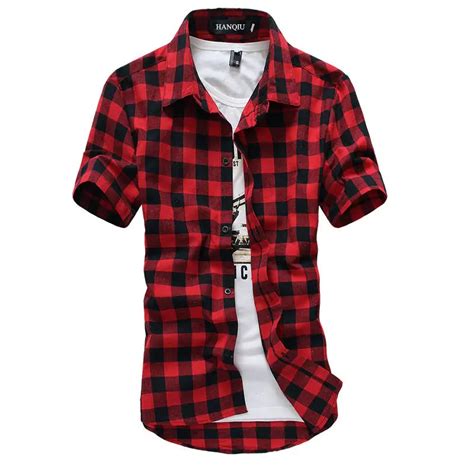 Red And Black Plaid Shirt Men Shirts 2021 New Summer Spring Fashion