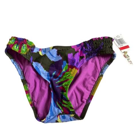 Lucky Brand Bikini Bottom Xs Floral Print Purple Blue Green Swimsuit