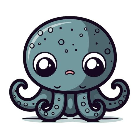 Sch Ne Zeichentrickfilm Octopus Vektor Illustration Isoliert Auf Wei Em