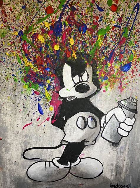 Mickey Mouse Inspired Splatter Art Painting by Sabrin Tabib | Saatchi Art