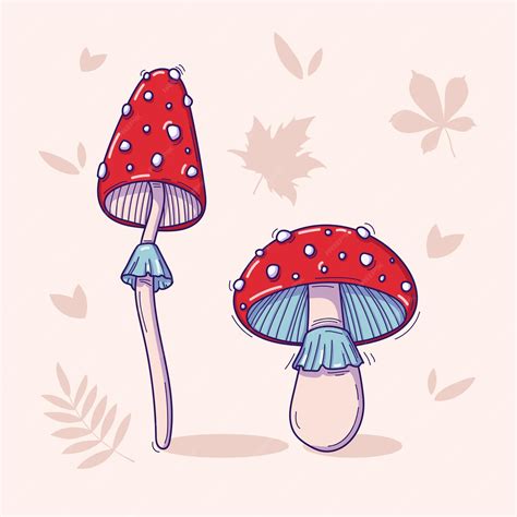 Premium Vector Vector Hand Drawn Illustration Of Two Mushrooms