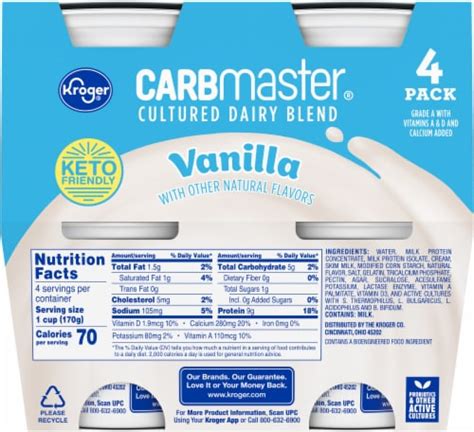 Kroger Carbmaster Vanilla Low Fat Yogurt Cups 24 Oz Kroger