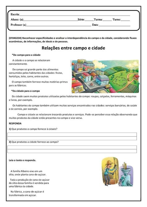 Atividades Campo E Cidade 4o Ano Acessaber - Blog Educação e Transformação: 👍Geografia: campo e cidade | Atividades ...