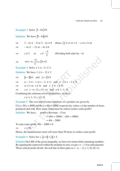 Ncert Exemplar Book For Class 11 Maths Chapter 6 Linear Inequalities