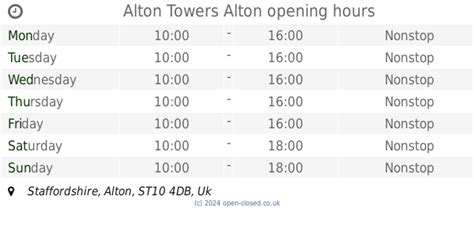 Alton Towers Alton opening times (2019 update)