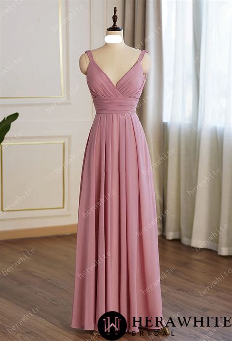 Dusty Pink Elegant Ruched Bodice Bridesmaid Dress Tullelux Bridal Crowns And Accessories