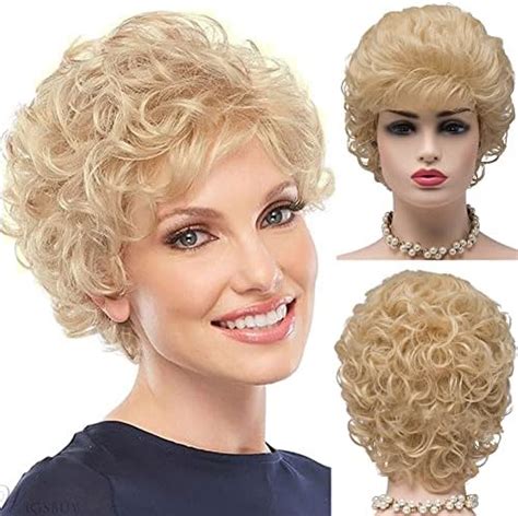 Newpeck 20cm Girls Fashion Short Loose Big Curly Hair Women Cosplay Wig Golden