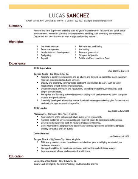 Best Shift Supervisor Resume Example Livecareer