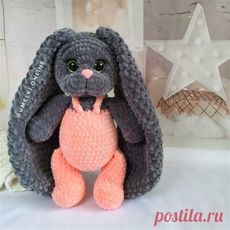 Амигуруми длинноухий заяц крючком из плюшевой пряжи с описанием Амиг ...
