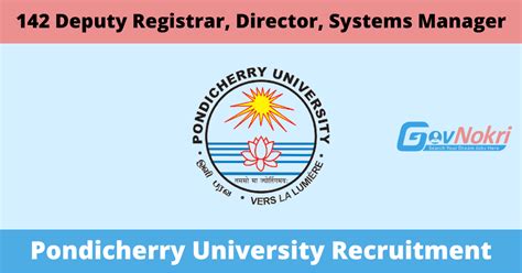 Pondicherry University Hiring Notification 2023 For 142 Post Of Deputy