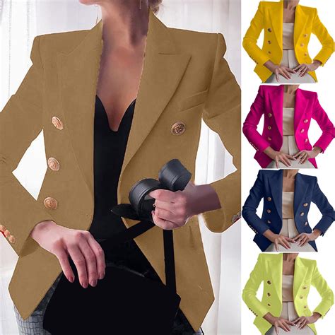 Dazajoo Womens Long Sleeve Casual Blazer Work Office Business Jacket