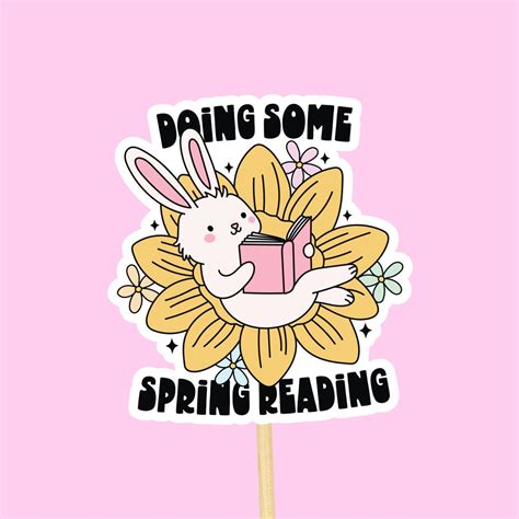 Spring Reading Sticker Dishwasher Safe Stickers Bookish Waterproof