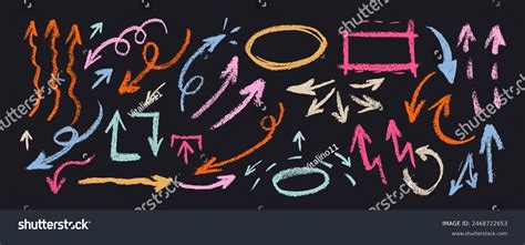 Group Chalked Arrows Frames Hand Drawn Stock Vector Royalty Free