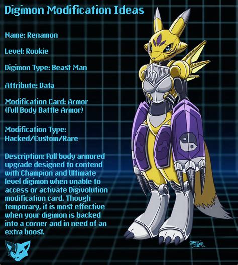 Digimon Digimodification Ideas Armored Renamon By Todoxasrogue69 On