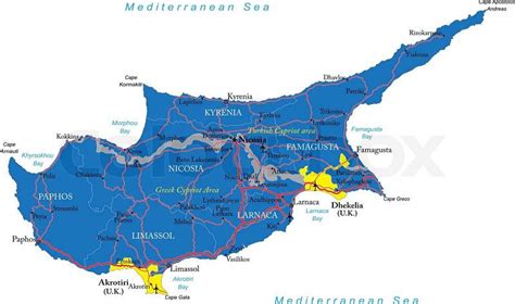 Highly Detailed Vector Map Of Cyprus With Administrative Regions Main