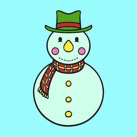 Ilustra O Vetorial De Enfeite De Natal Fofo De Boneco De Neve Vetor