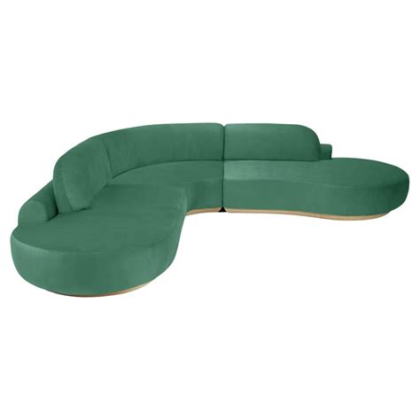 Naked Curved Sectional Sofa 4 Piece With Natural Oak And Paris Green For Sale At 1stDibs