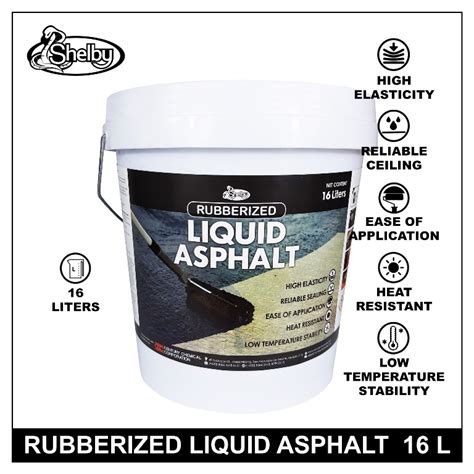 Shelby Rubberized Liquid Asphalt Liters Waterproofing Paint Black